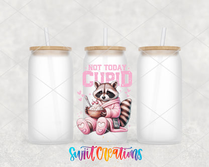 Not Today Cupid frosted glass tumbler group view with lids and straws