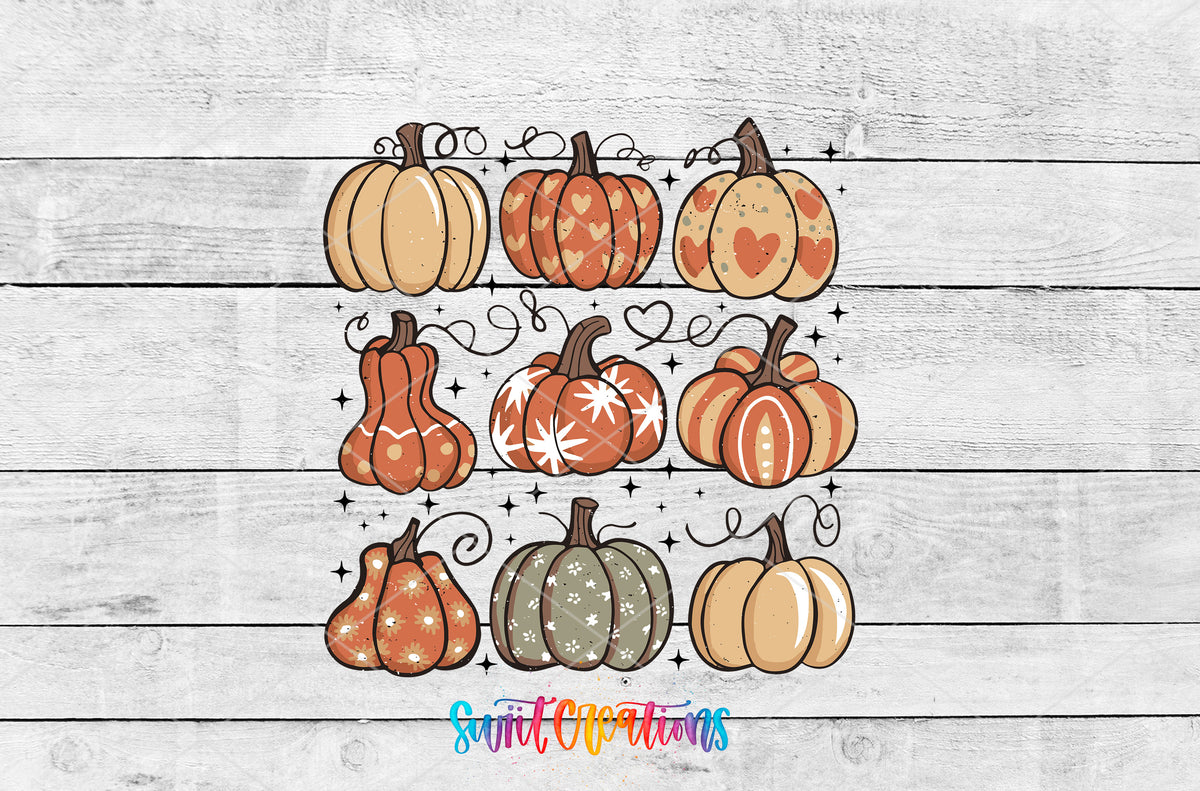 Retro Pumpkin artwork detail for the finished 16 oz tumbler