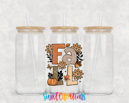 Boho Fall clear glass tumbler group mockup with bamboo lids and straws