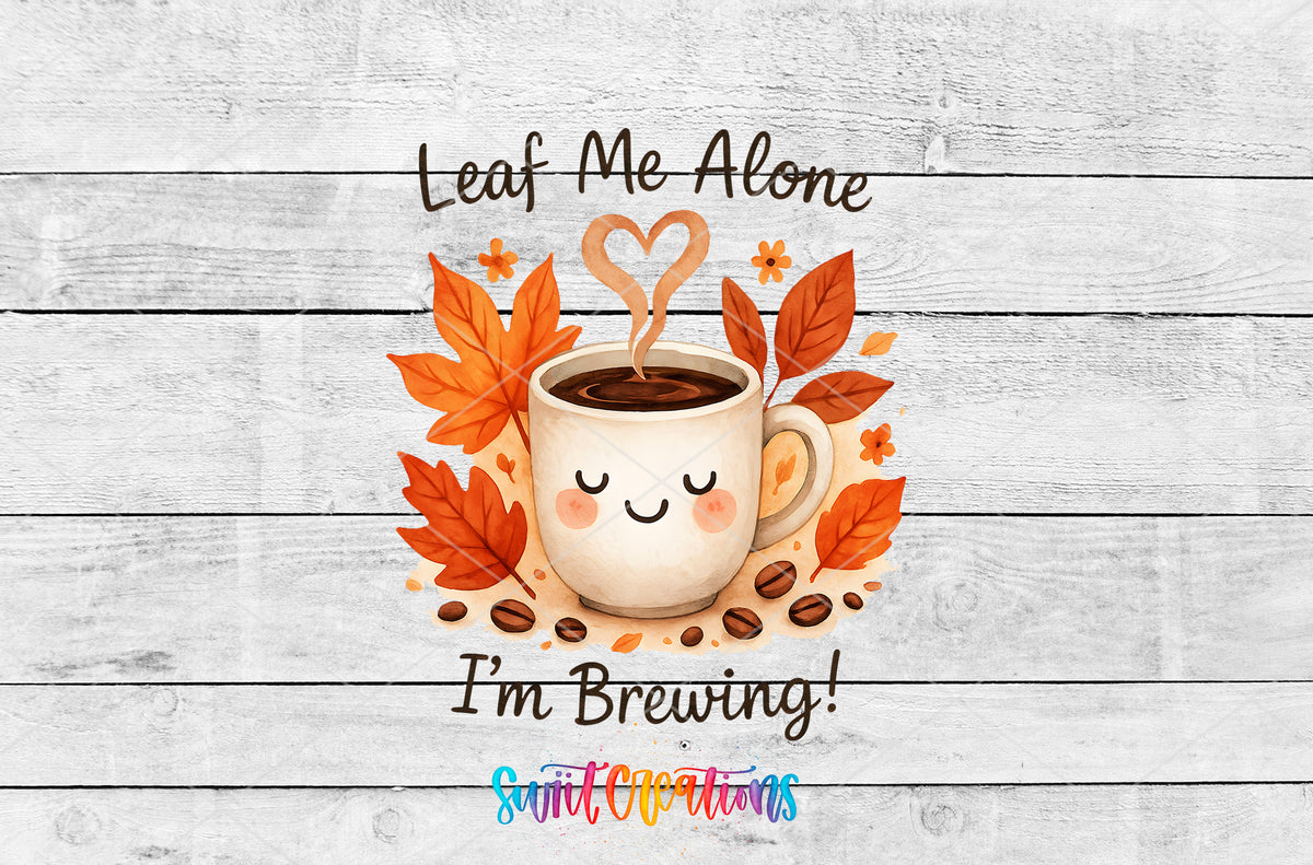 Leaf Me Alone artwork detail for the finished 16 oz tumbler