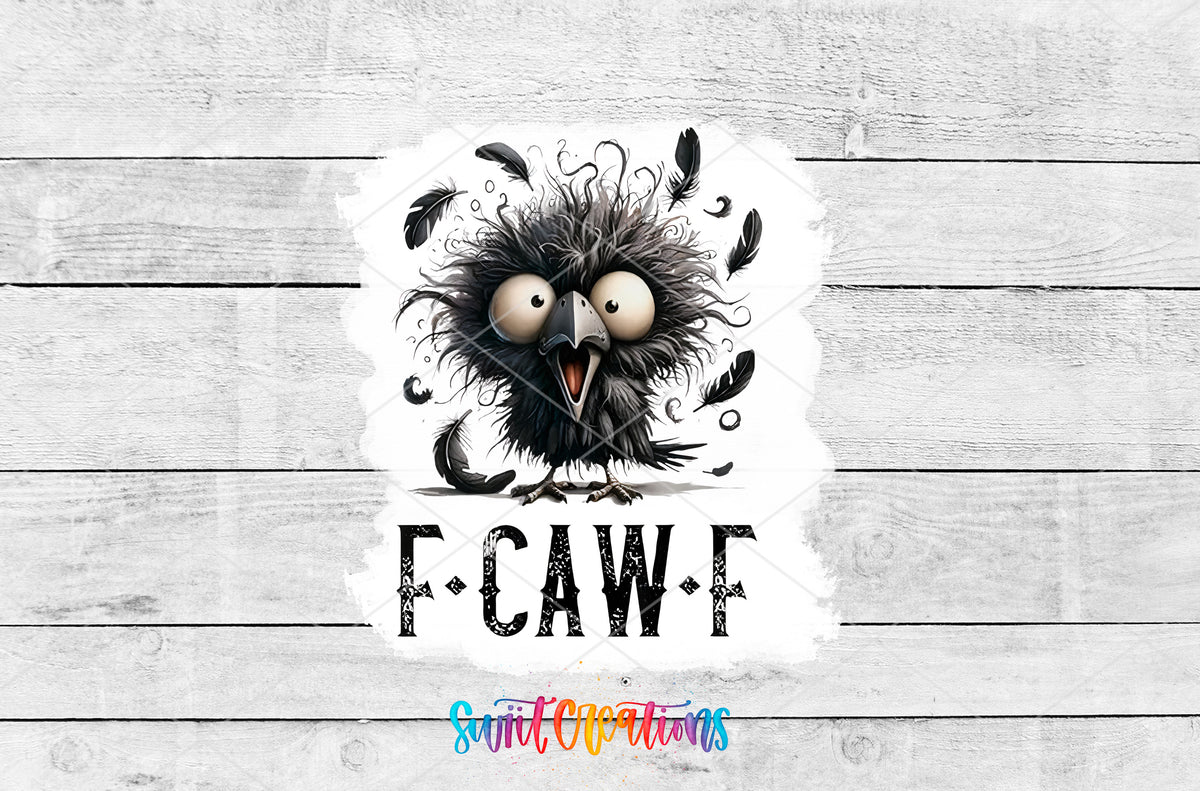 F-Caw-F Crazy Crow artwork detail for the finished 16 oz tumbler