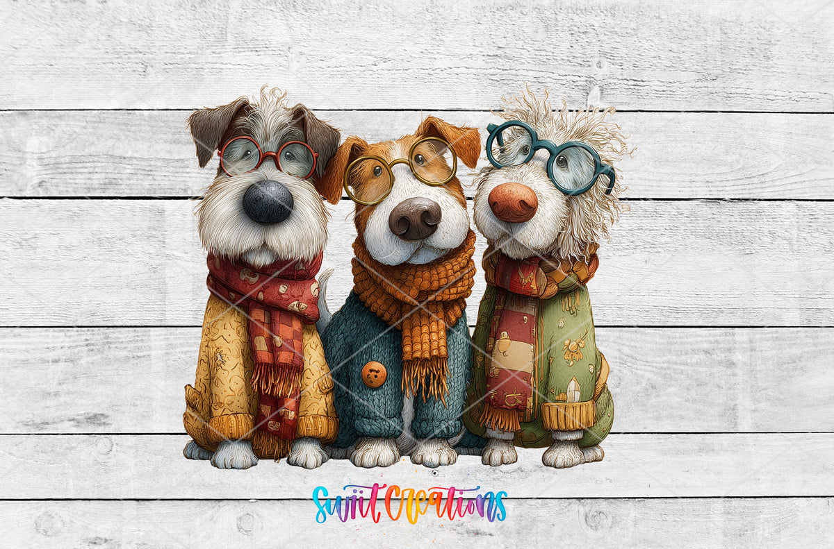 Cute Dogs artwork detail for the finished 16 oz tumbler