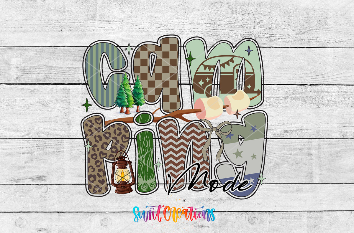 Camping Mode artwork detail for the finished 16 oz tumbler