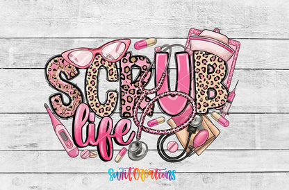 Scrub Life artwork detail for the finished 16 oz tumbler