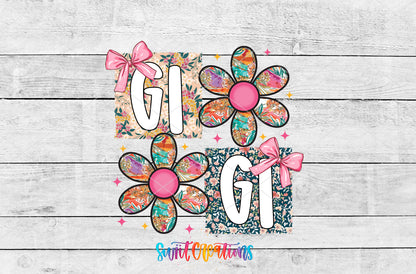 Gigi artwork detail for the finished 16 oz tumbler