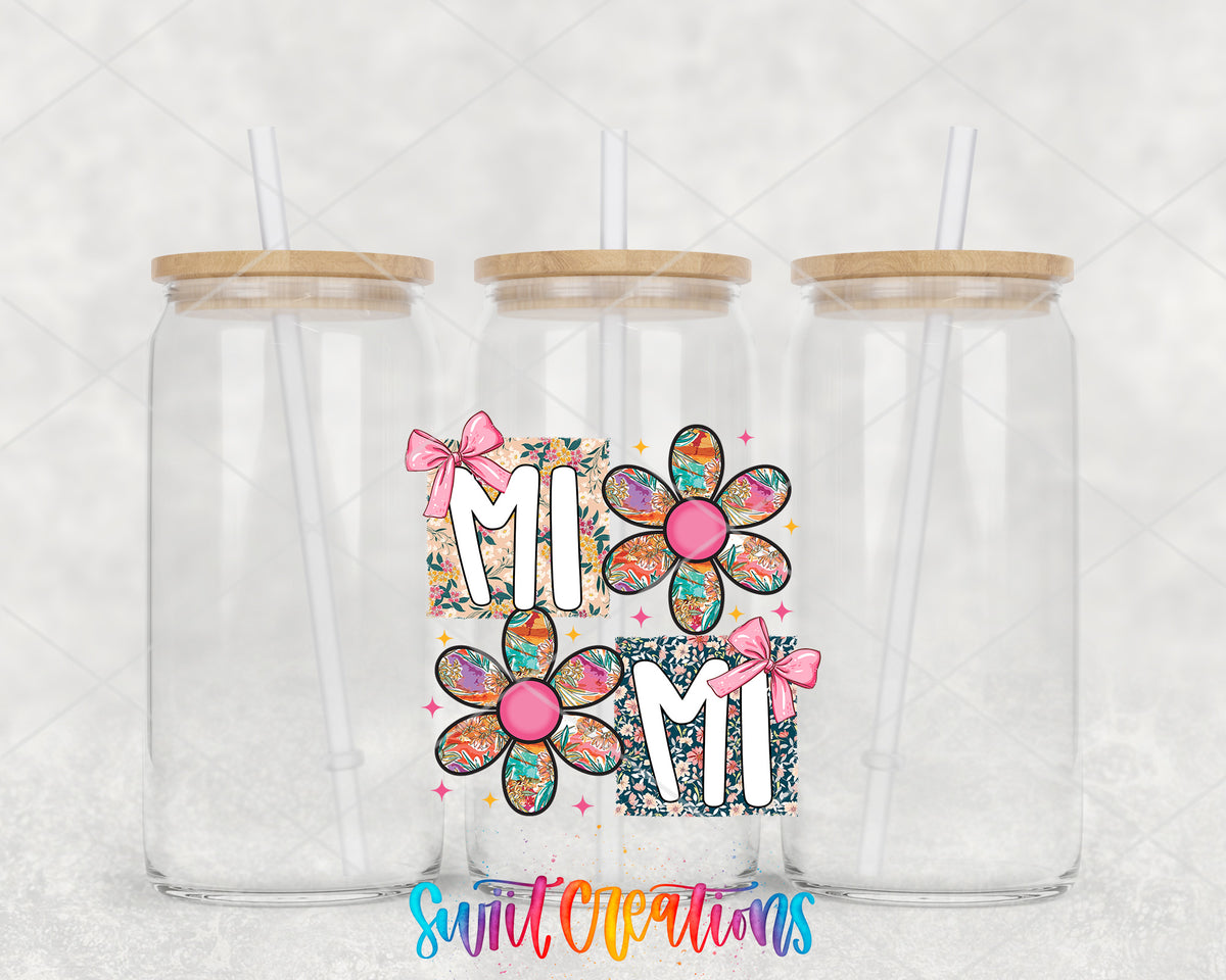 Mimi clear glass tumbler group mockup with bamboo lids and straws