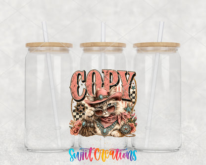 Western Glam Copy Cat clear glass tumbler group mockup with bamboo lids and straws