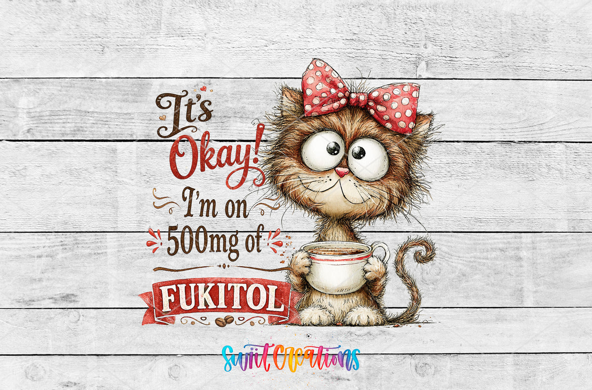 Fukitol Cat artwork detail for the finished 16 oz tumbler