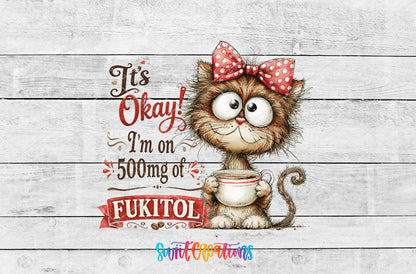 Fukitol Cat artwork detail for the finished 16 oz tumbler