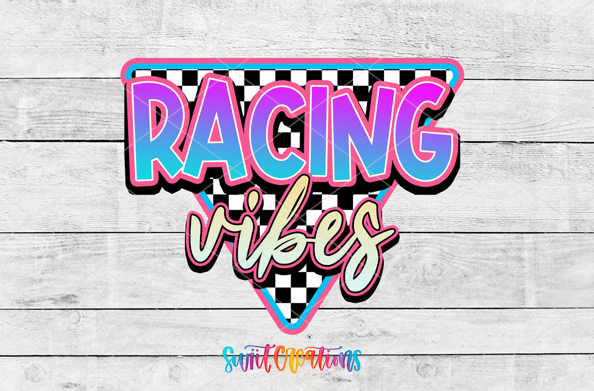 Racing Vibes artwork detail for the finished 16 oz tumbler