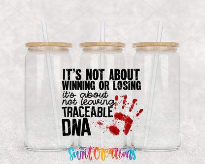 Traceable DNA clear glass tumbler group mockup with bamboo lids and straws