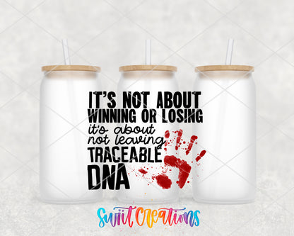 Traceable DNA frosted glass tumbler group view with lids and straws
