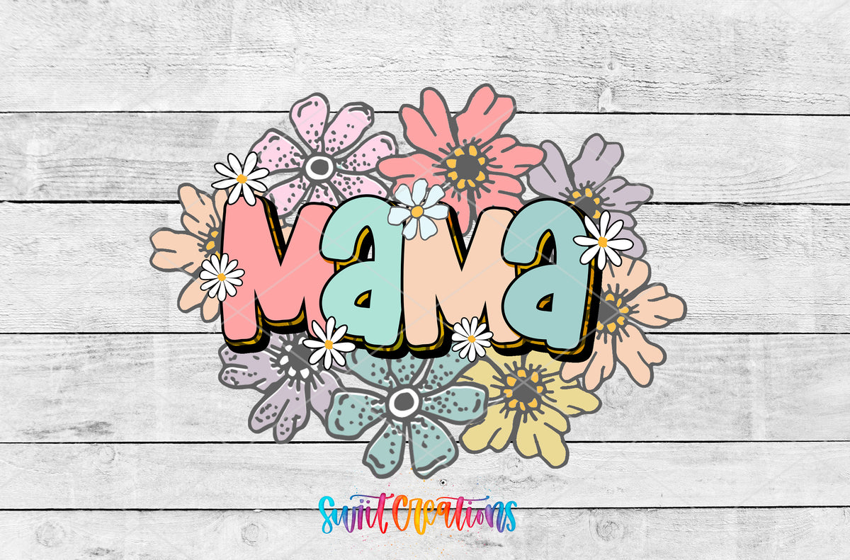 Pastel Floral Mama artwork detail for the finished 16 oz tumbler