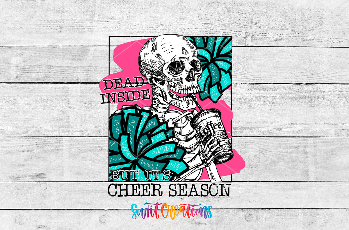 Dead Inside Cheer Season artwork detail for the finished 16 oz tumbler