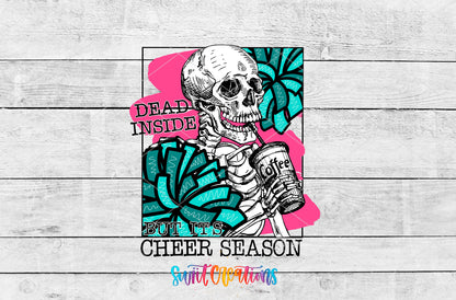 Dead Inside Cheer Season artwork detail for the finished 16 oz tumbler