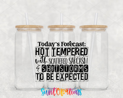 Today Forecast Hot Tempered clear glass tumbler group mockup with bamboo lids and straws