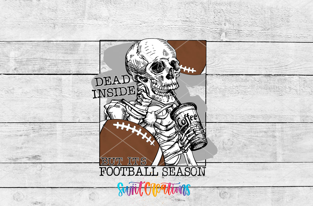 Dead Inside Football Season artwork detail for the finished 16 oz tumbler