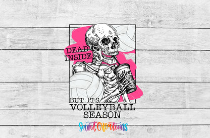 Dead Inside Volleyball Season artwork detail for the finished 16 oz tumbler