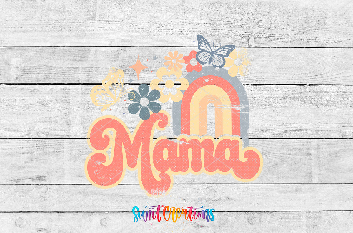Mama Rainbow Floral artwork detail for the finished 16 oz tumbler