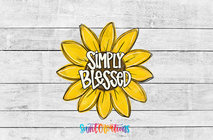 Simply Blessed Sunflower artwork detail for the finished 16 oz tumbler