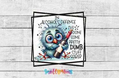 In Alcohols Defense Owl artwork detail for the finished 16 oz tumbler