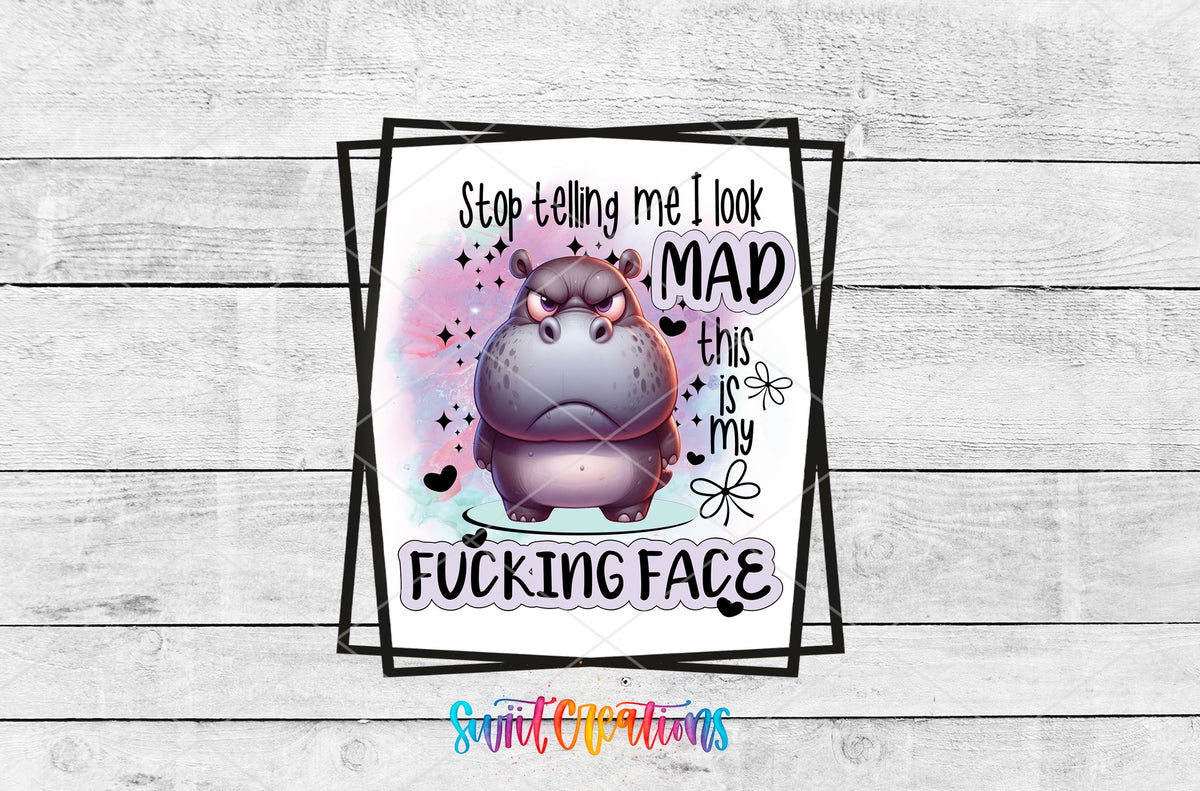 Stop Telling Me I Look Mad artwork detail for the finished 16 oz tumbler