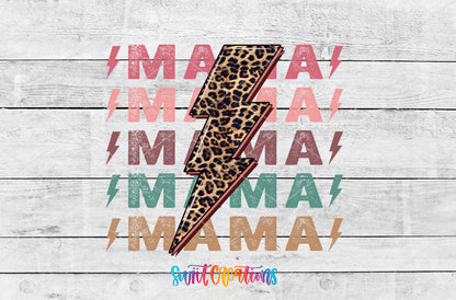 Mama Lightning Bolt artwork detail for the finished 16 oz tumbler