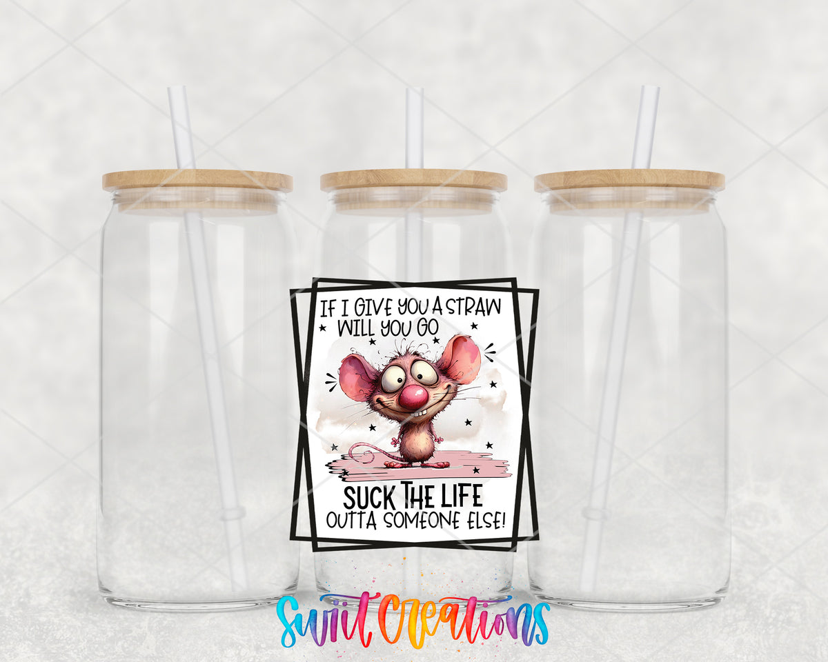 If I Give You a Straw clear glass tumbler group mockup with bamboo lids and straws