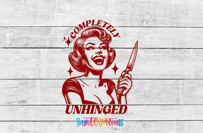 Completely Unhinged artwork detail for the finished 16 oz tumbler