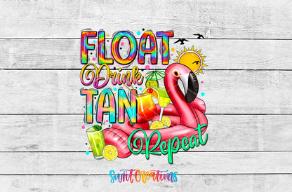 Float Drink Tan Repeat artwork detail for the finished 16 oz tumbler