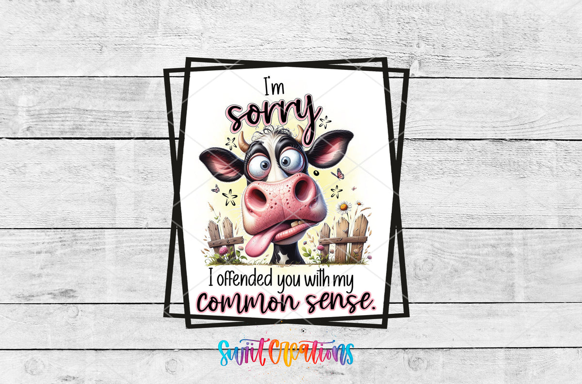 Sorry I Offended You Cow artwork detail for the finished 16 oz tumbler