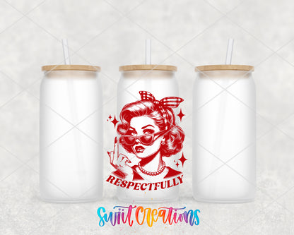Respectfully Retro frosted glass tumbler group view with lids and straws