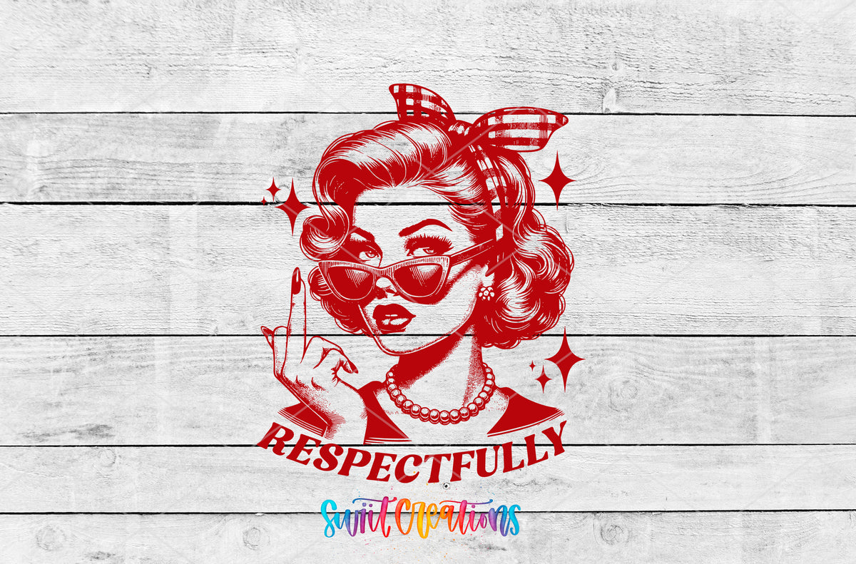 Respectfully Retro artwork detail for the finished 16 oz tumbler