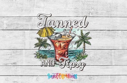 Tanned and Tipsy Cocktail artwork detail for the finished 16 oz tumbler