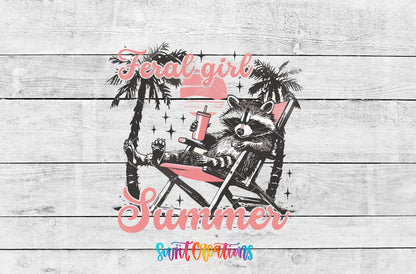 Feral Girl Summer Beach Chair artwork detail for the finished 16 oz tumbler