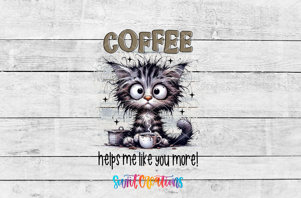 Coffee Helps Me Like You More artwork detail for the finished 16 oz tumbler