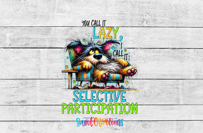Selective Participation artwork detail for the finished 16 oz tumbler