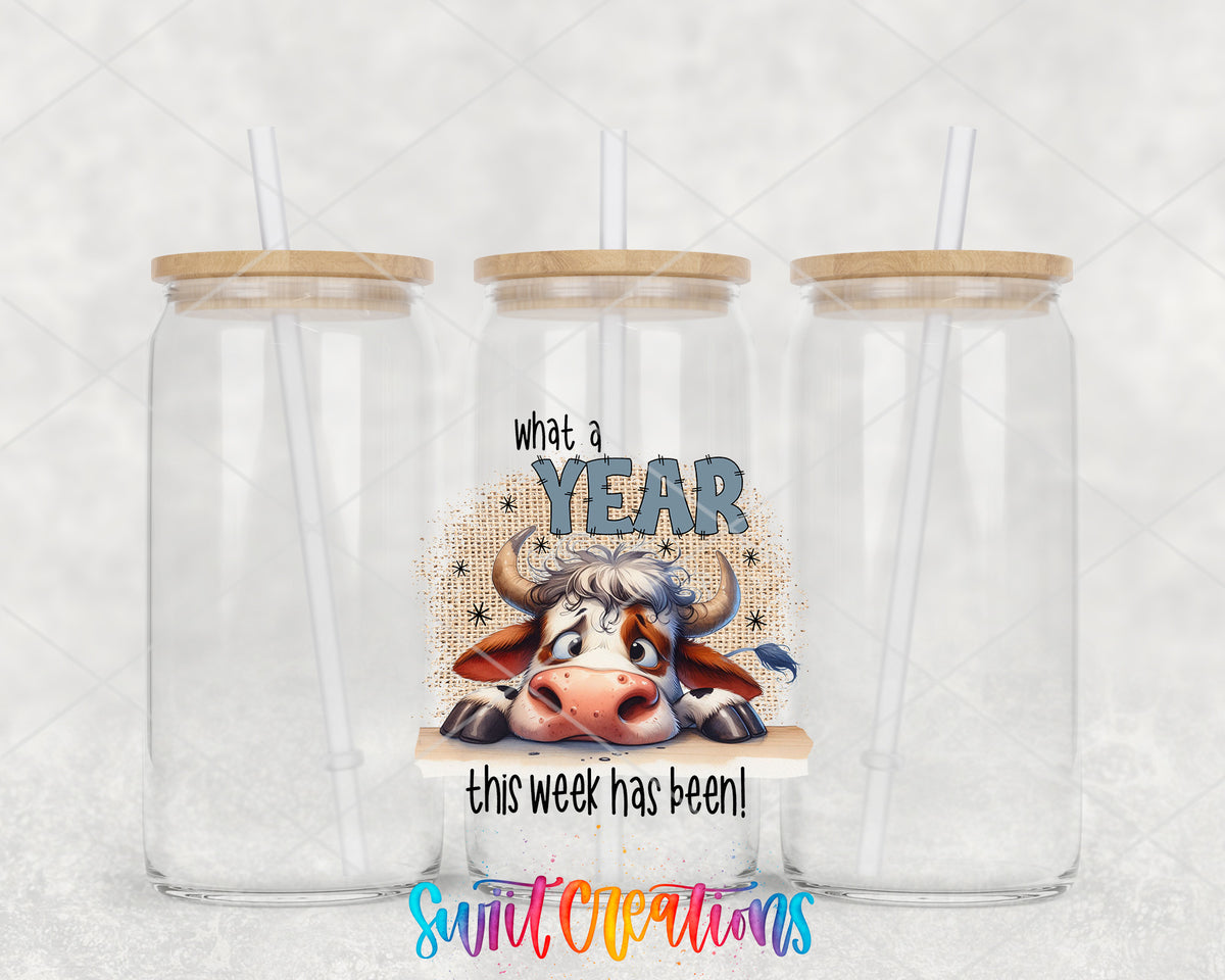 What a Year This Week Has Been clear glass tumbler group mockup with bamboo lids and straws