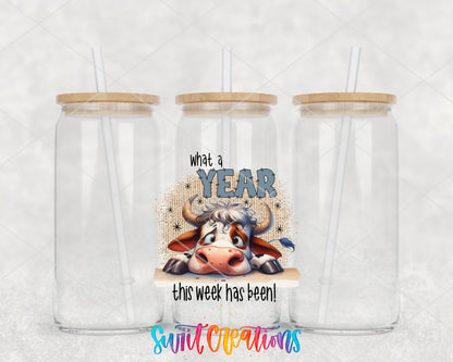 What a Year This Week Has Been clear glass tumbler group mockup with bamboo lids and straws