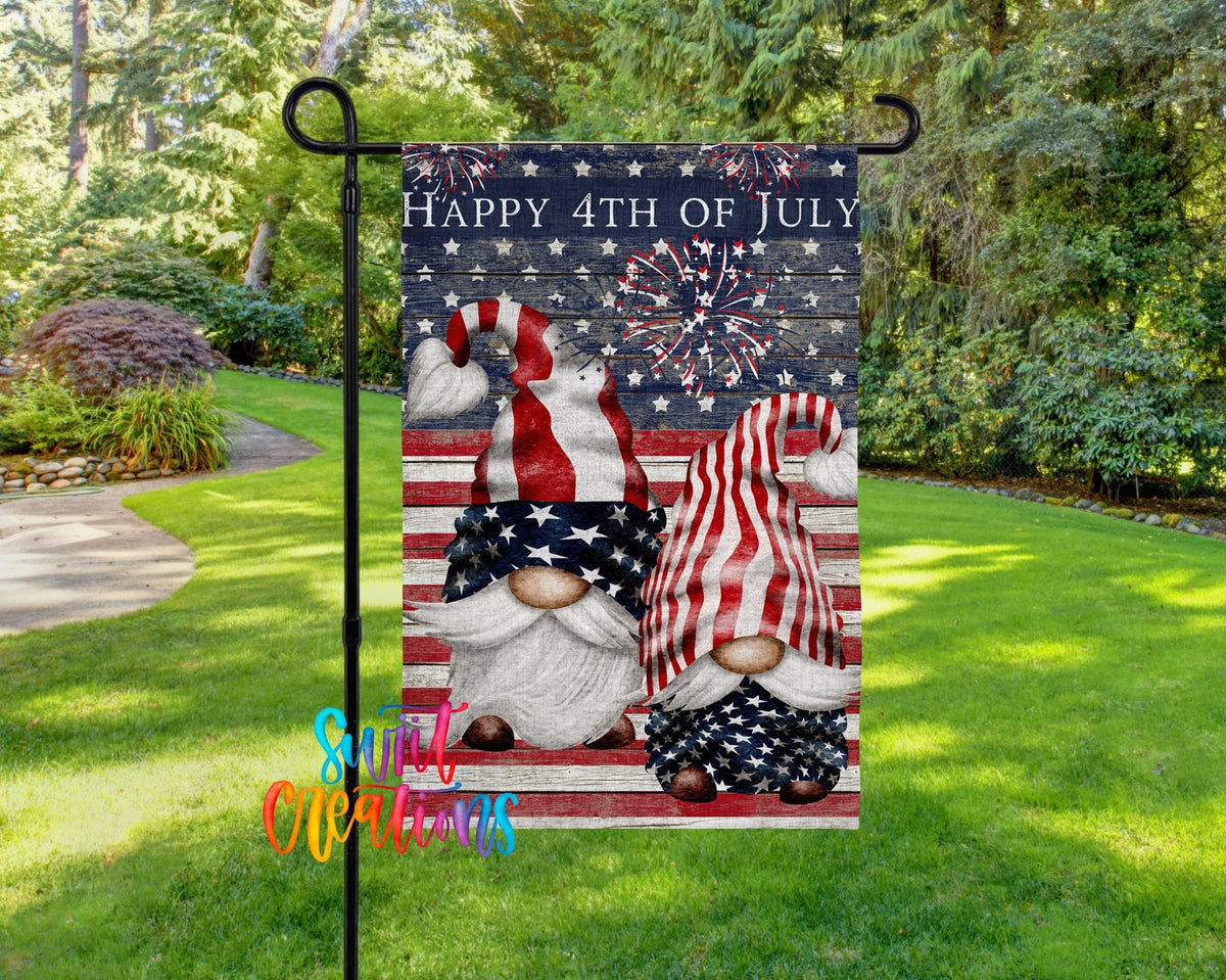 Happy 4th of July Yard Flag | Patriotic Gnome Garden Flag | Independence Day Outdoor Decor | Red White Blue Yard Flag | July 4th Porch Flag | YF65 - Swiit Creations