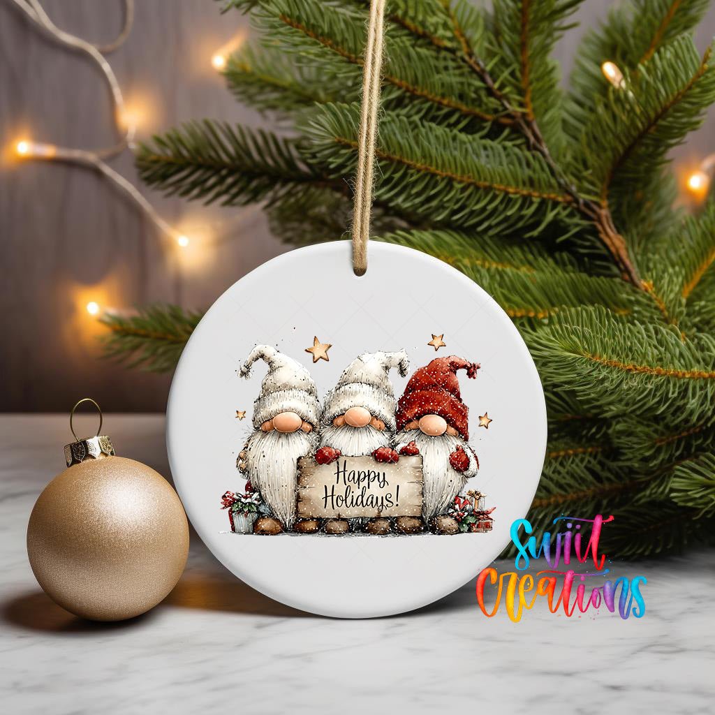 Happy Holidays Gnome Trio Christmas UV DTF Ornament Transfer | O-1964 - Swiit Creations