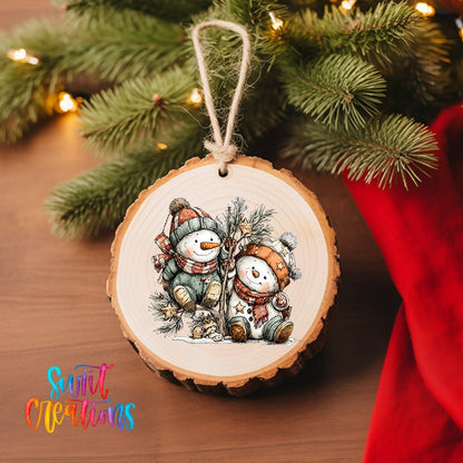 Happy Snowman with Christmas Tree UV DTF Ornament Transfer | O-1708 - Swiit Creations