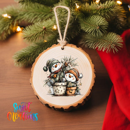 Happy Snowman with Christmas Tree UV DTF Ornament Transfer | O-1719 - Swiit Creations