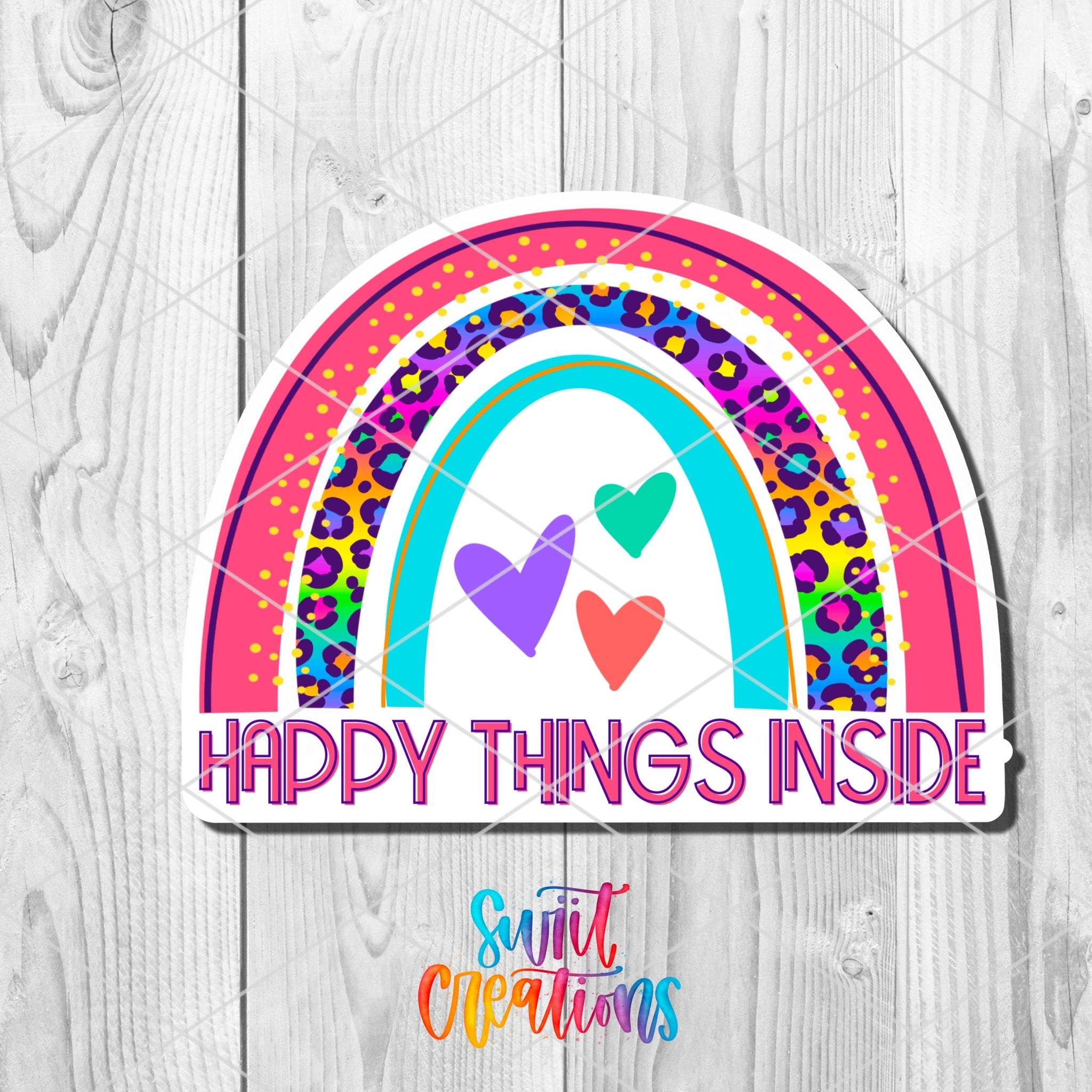 Happy Things Inside Sticker | Rainbow Leopard Packaging Label SB68 - Swiit Creations