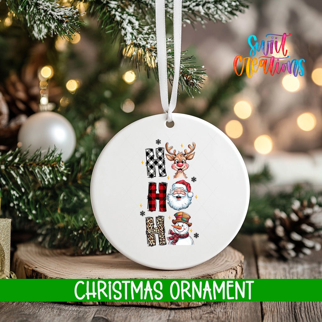 Ho Ho Ho Christmas Ornament | Holiday Ornament | Santa Reindeer Snowman Keepsake | O1204 - Swiit Creations