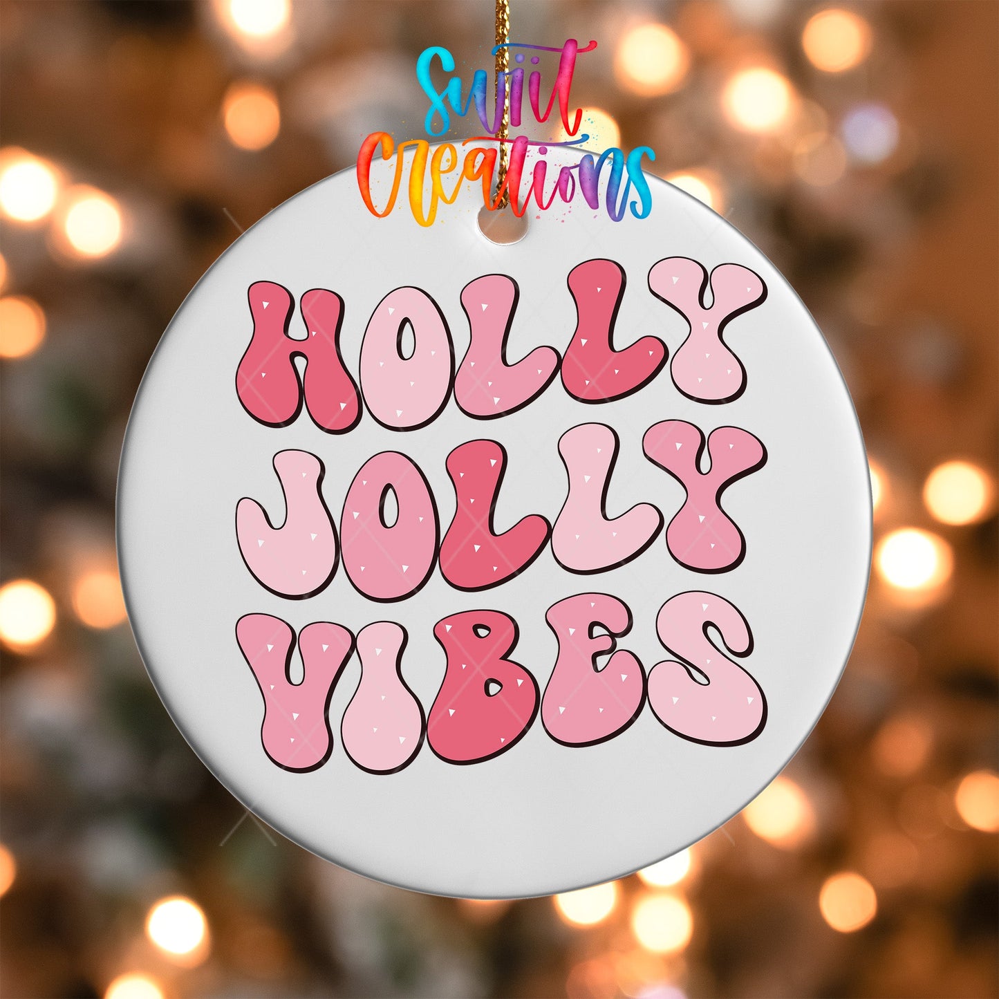Holly Jolly Vibes Christmas UV DTF Ornament Transfer | O-1154 - Swiit Creations