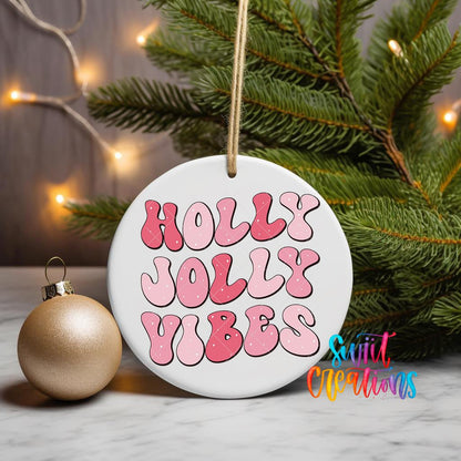 Holly Jolly Vibes Christmas UV DTF Ornament Transfer | O-1154 - Swiit Creations