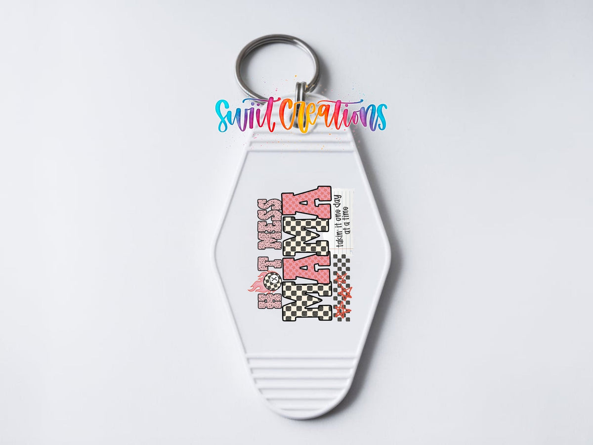 Hot Mess Mama Motel Keychain UV DTF Transfer | Funny Mom Saying | MK1986 - Swiit Creations
