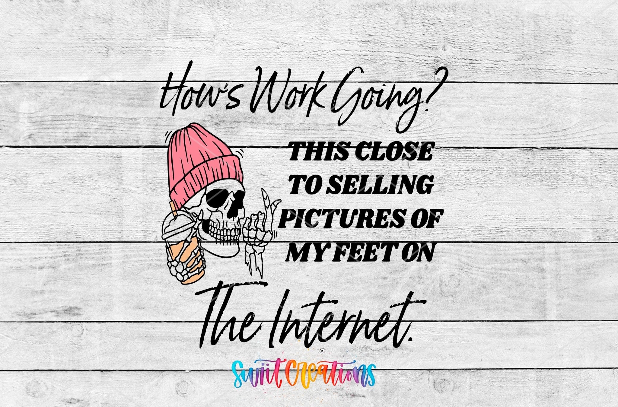 How’s Work Going UV DTF Decal | Funny Skeleton Office Tumbler Wrap | UV1581 - Swiit Creations