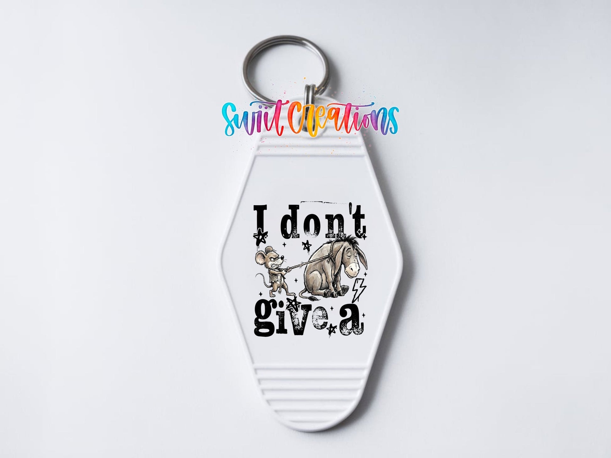 I Don't Give A Motel Keychain UV DTF Transfer | Funny Mouse Donkey Design | MK1922 - Swiit Creations